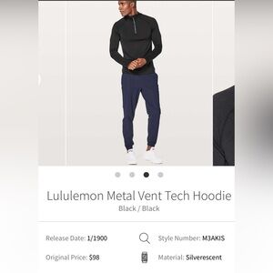 🍋Men’s Lululemon Metal Vent Tech Hoodie Quarter Zip size L black 🍋